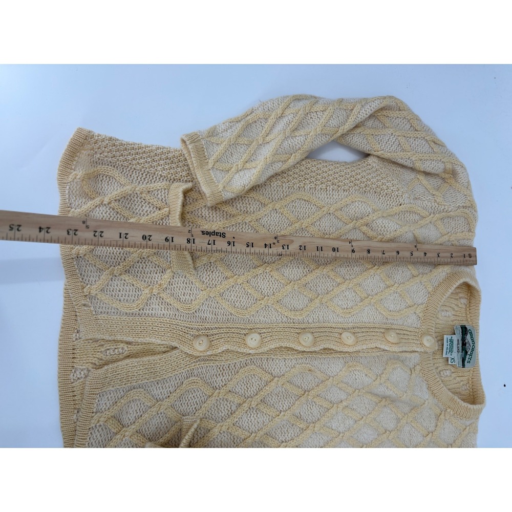 Aran Crafts Ireland 100% Merino Wool Cardigan Sweater Diamond Cable Knit XS - Picture 4 of 5